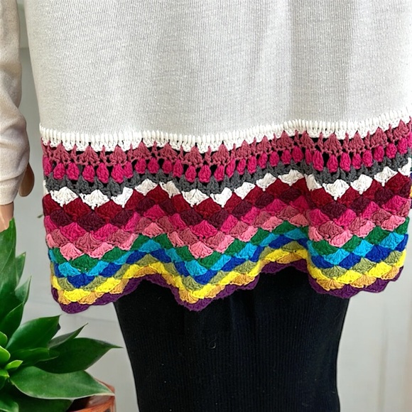 Double Zero Boho Cardigan Colorful Crochet Trim Cardigan - Picture 10 of 16